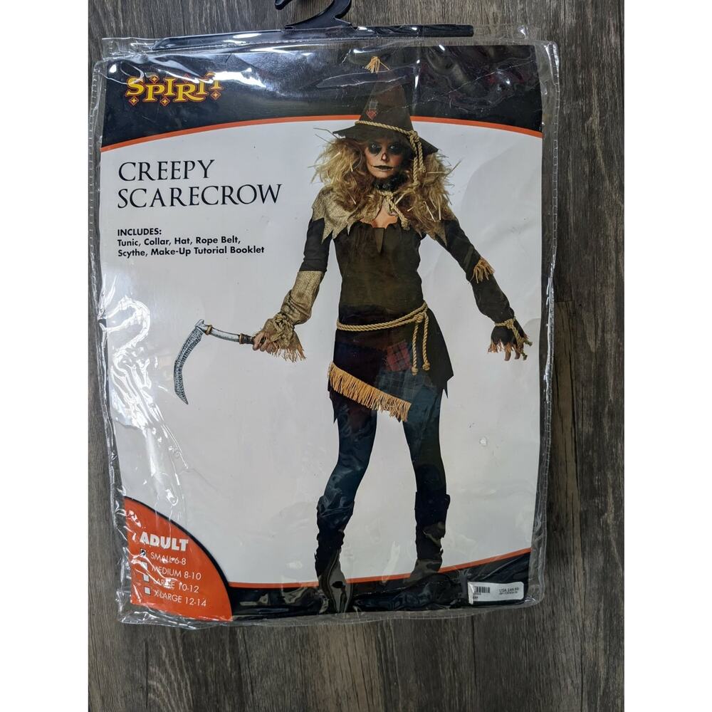 NEW! Spirit Creepy Scarecrow Halloween Costume Adult Size S 6-8 - Picture 2 of 6